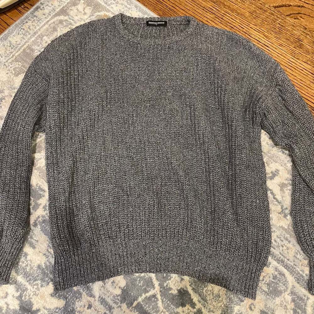 Vintage American Apparel Fisherman Sweater Gray Unisex Crewneck Y2K Retro USA